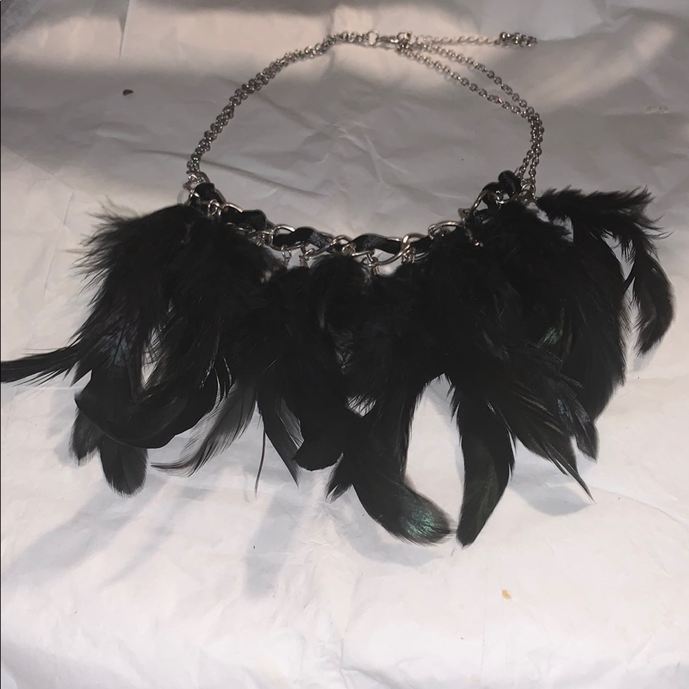 Black Feather Statement Necklace